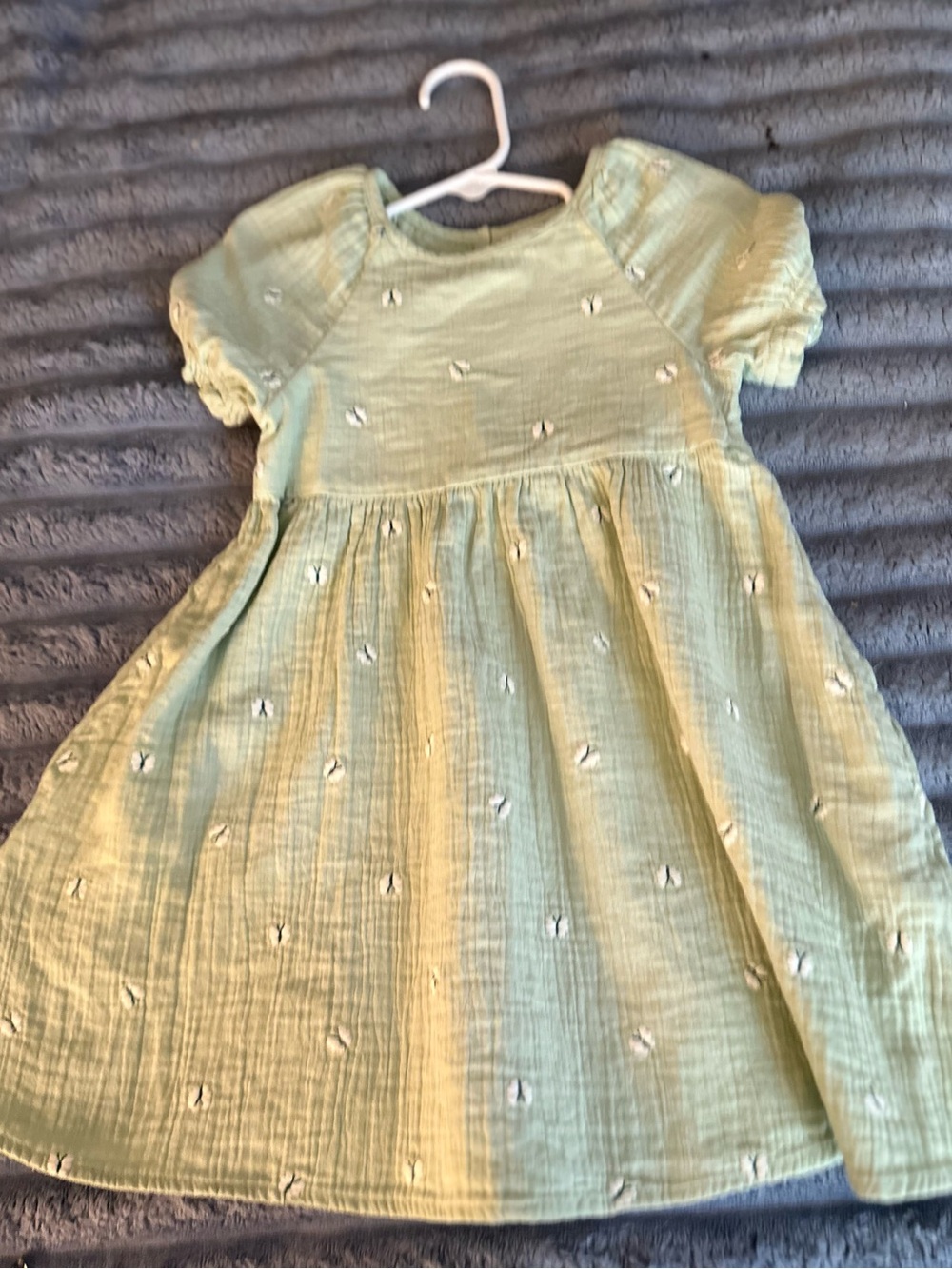 Cat & Jack Light Green Embroidered Cotton Dress
